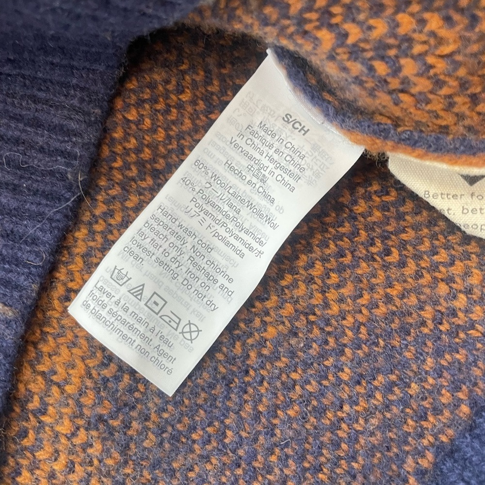 Madewell Mullen Women’s Brown and Navy Checkered Argyle Sweater. Small. - Picture 6 of 7